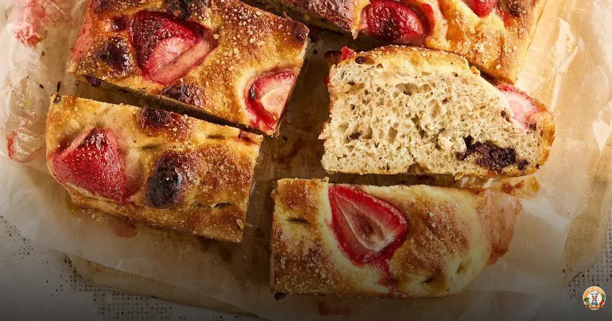 focaccia de morango e chocolate