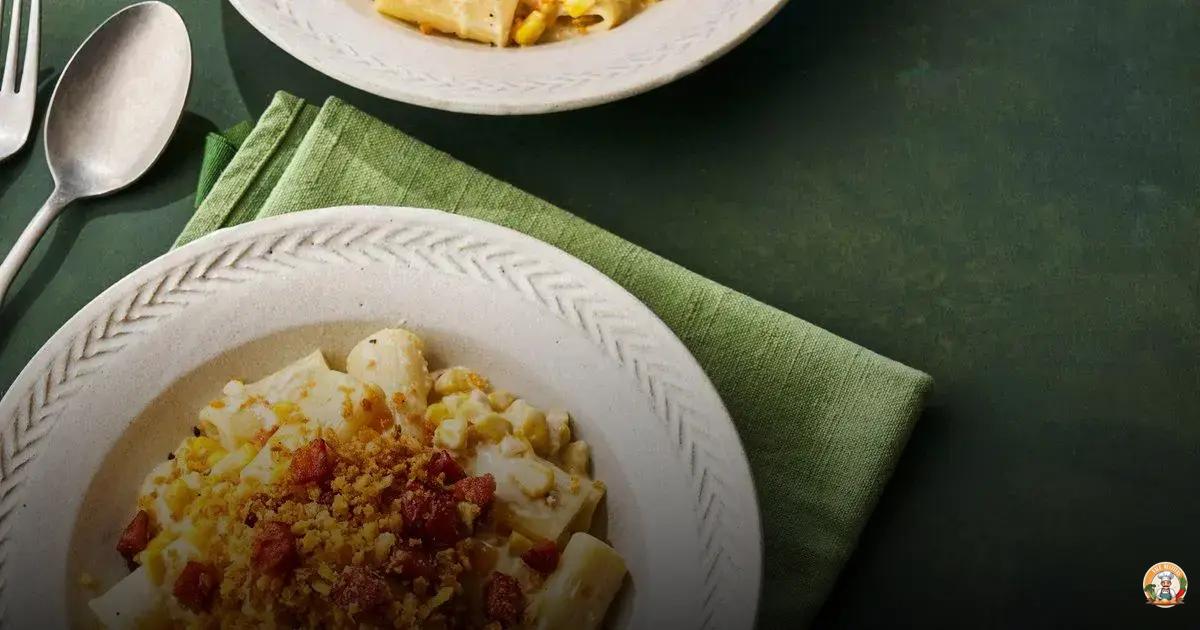 rigatoni com milho cremoso