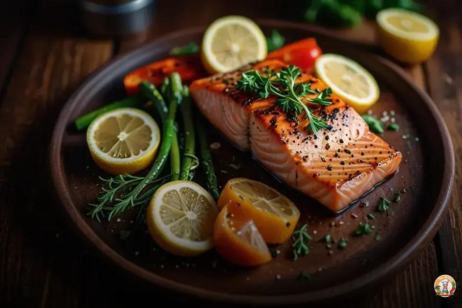 jantar saudável com salmão grelhado
